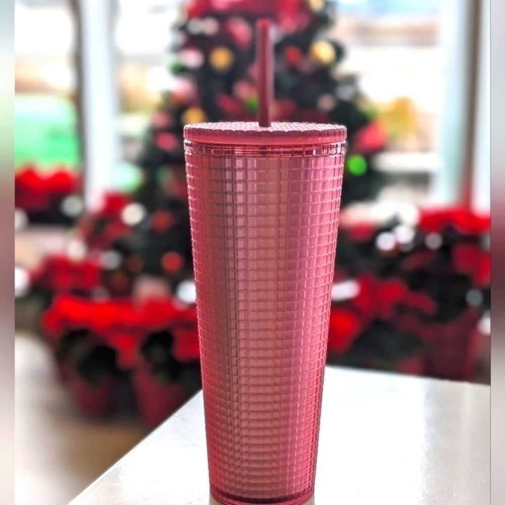 Starbucks Fall 2023 Tumbler Dusty Rose Shimmer Grid 24 oz Venti